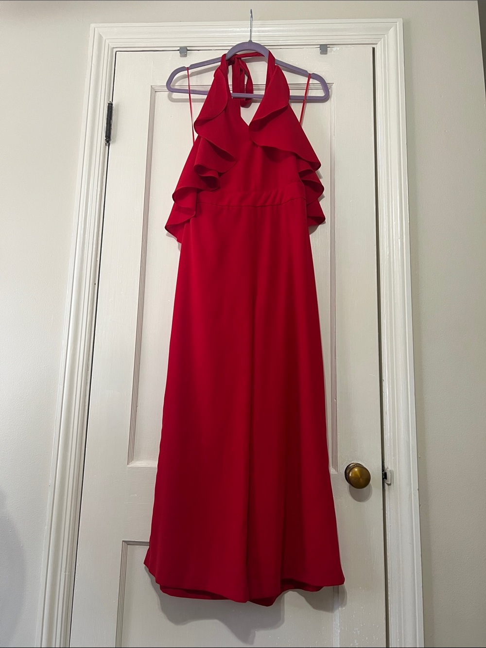 Romeo & Juliet Couture Red Halter Ruffle pantsuit